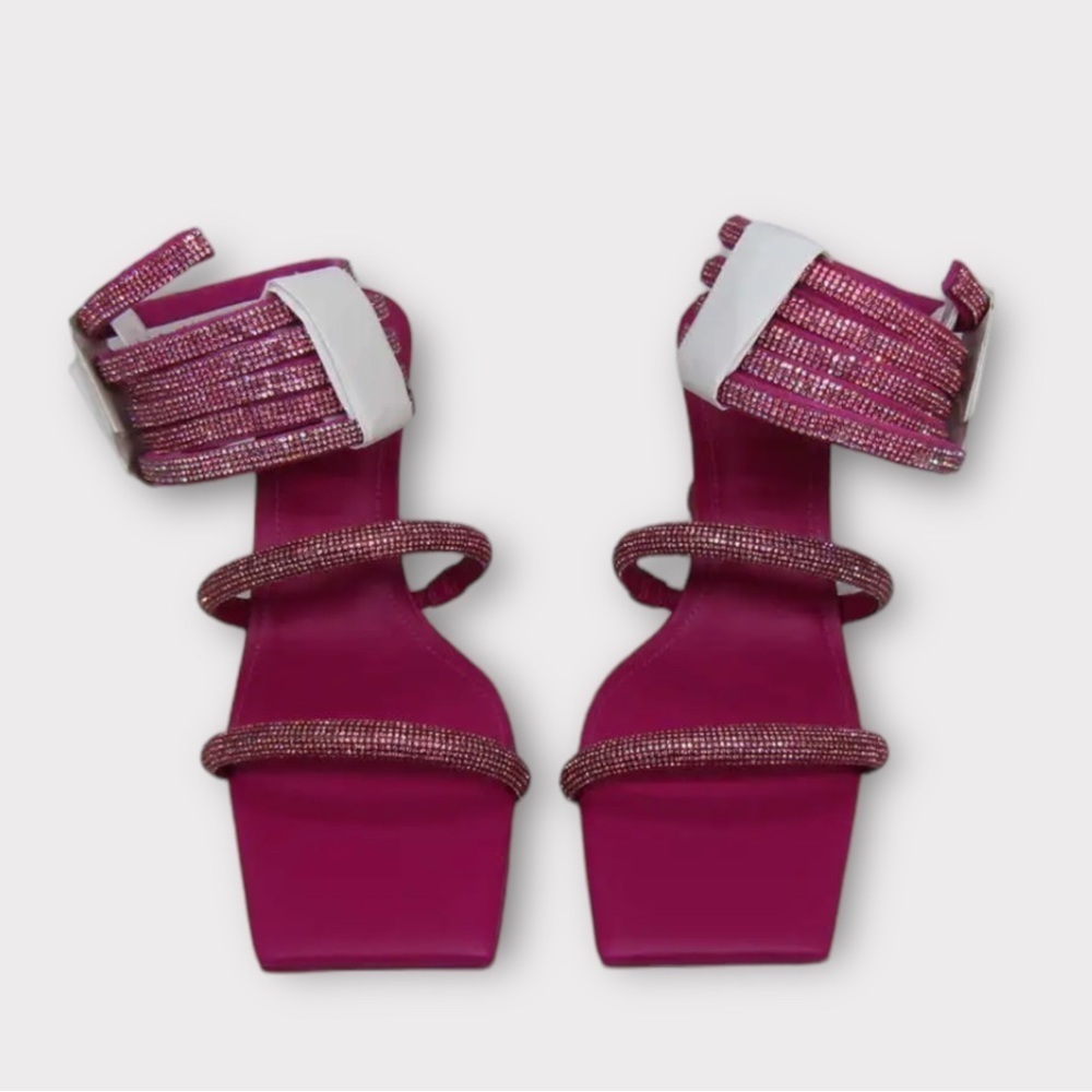 Cult Gaia Sandals Lislie Crystal Embellished Wrap Heels Sz 38 8 - Picture 11 of 13
